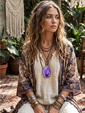 Purple Agate Pendant Necklace